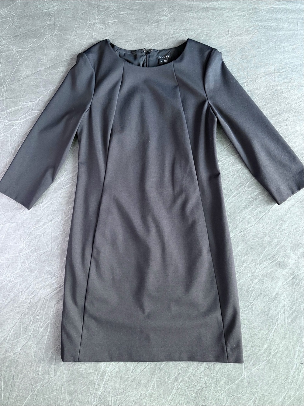 Theory Rikala Dress Womens 10 Black 3/4 Sleeve Sheath Stretch Career Pockets